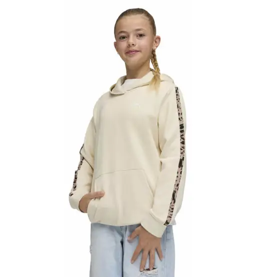 Puma Essential Graphic Animal Jr - felpa con cappuccio - ragazza Beige