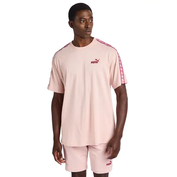 Puma Essentials+ Tape male Magliette - Rosa - Jersey di cotone - Foot Locker Pink