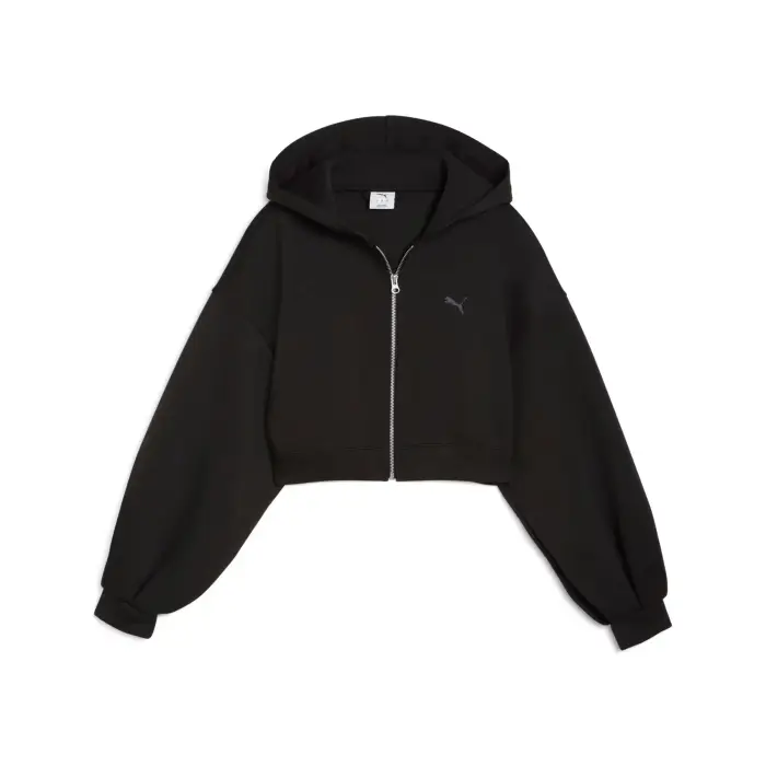 Puma Felpa con cerniera a cappuccio da donna Cropped Noir