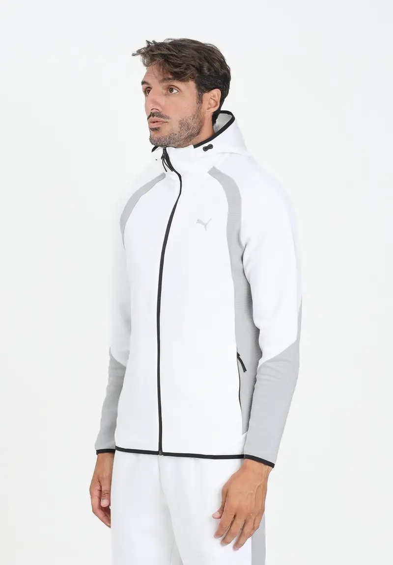 Puma Felpa con zip Evostripe bianca da uomo