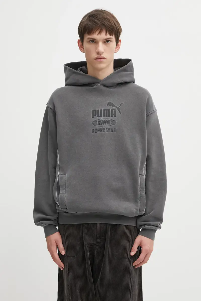 Puma felpa in cotone x REPRESENT uomo colore grigio con cappuccio con applicazione 632542
