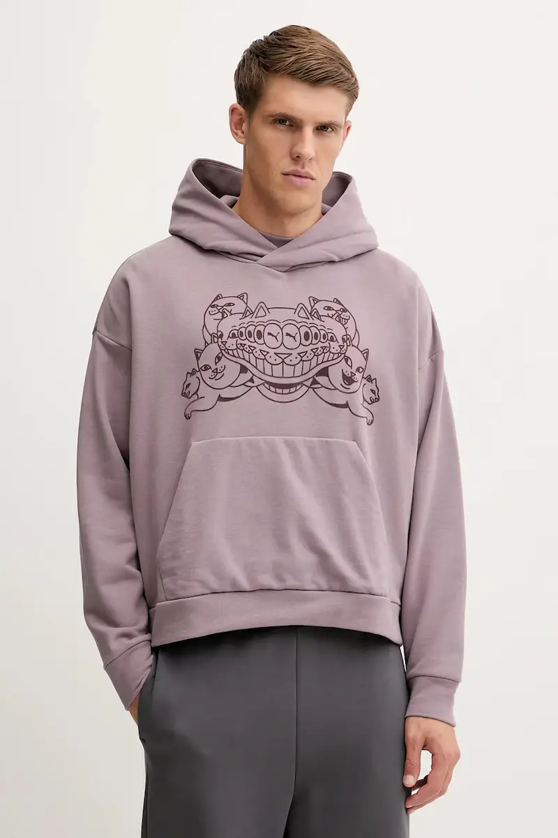 Puma felpa in cotone x RIPNDIP uomo colore violetto con cappuccio con applicazione 632414