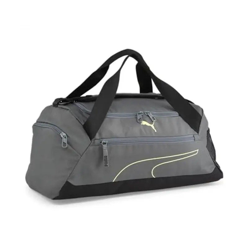 PUMA Fundamentals Sports Bag S - Borsa sportiva Adulti unisex, Mineral Gray-Lime Sheen, OSFA