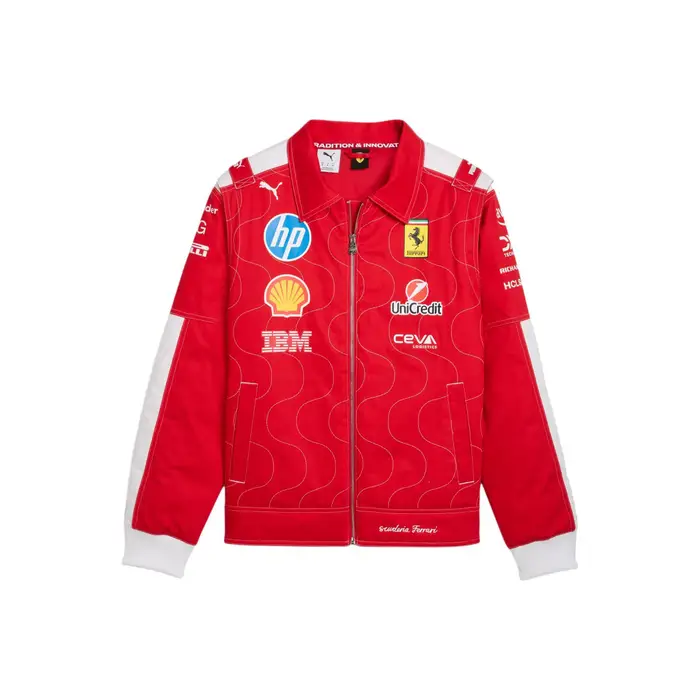 Giacca a maniche lunghe da uomo Puma Scuderia Ferrari FW25 Monza con logo e colletto a lettera, giacca da corsa 713708-01 3XL