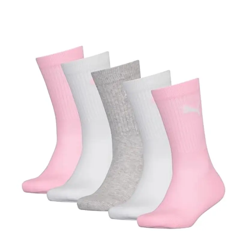 PUMA Junior Crew, Calzini Unisex - Bambini e ragazzi, Bianco Rosa