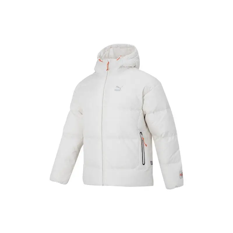 Piumino da Uomo Monocolore con Cappuccio e Zip Manica Lunga Capispalla Bianco 624529-65 L