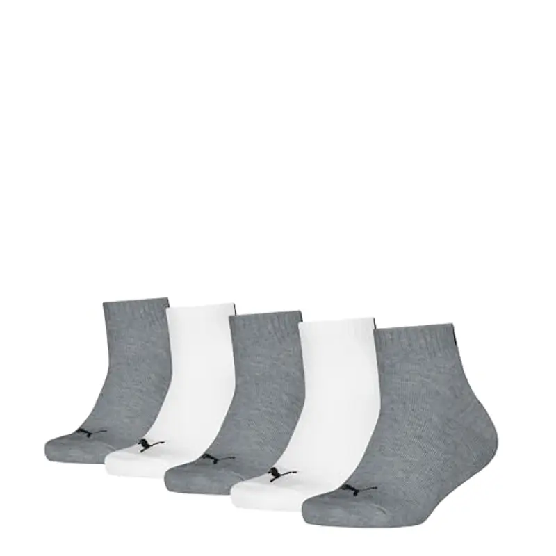 PUMA Plain Quarter, Calzini Unisex - Bambini e ragazzi, Bianco Grigio Bianco