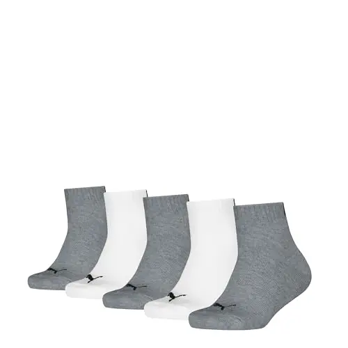 PUMA Plain Quarter, Calzini Unisex - Bambini e ragazzi, Bianco Grigio Bianco