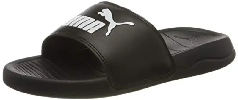 PUMA Popcat 20 Jr, Slide Sandal, Black White, 39 EU