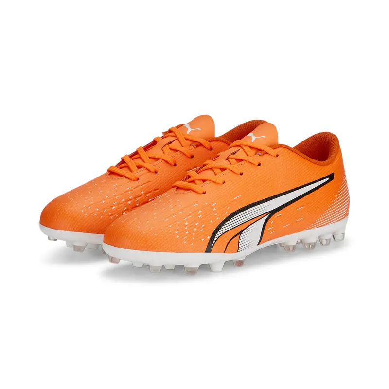 Scarpe da calcio ULTRA Play MG per ragazzi PUMA Ultra Orange White Blue Glimmer | Puma Arancione