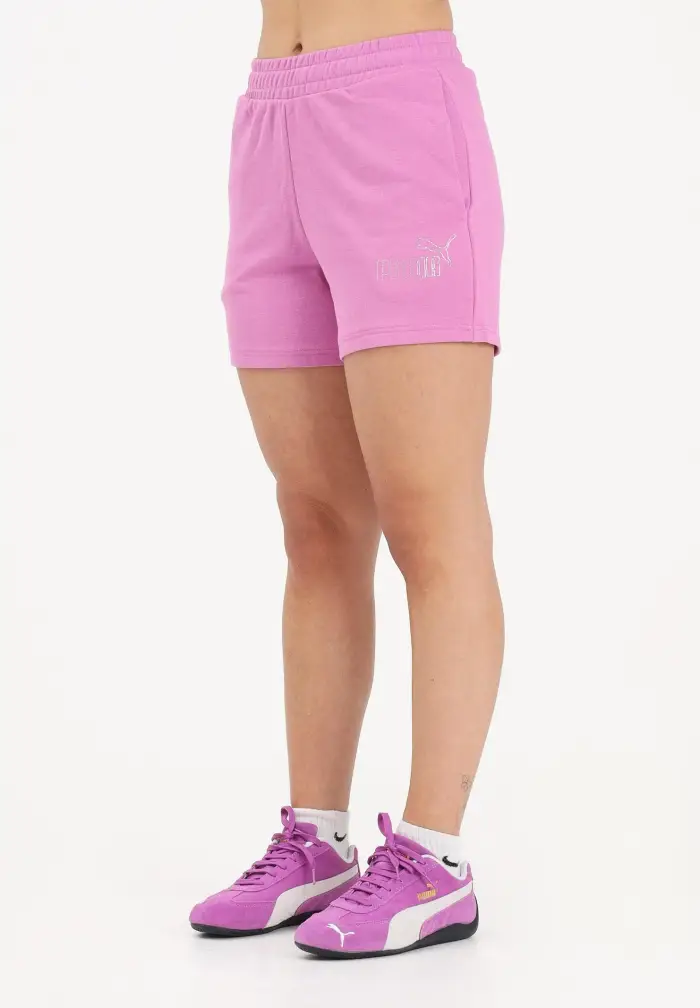 Shorts sportivo ESS Rhinestone fucsia da donna