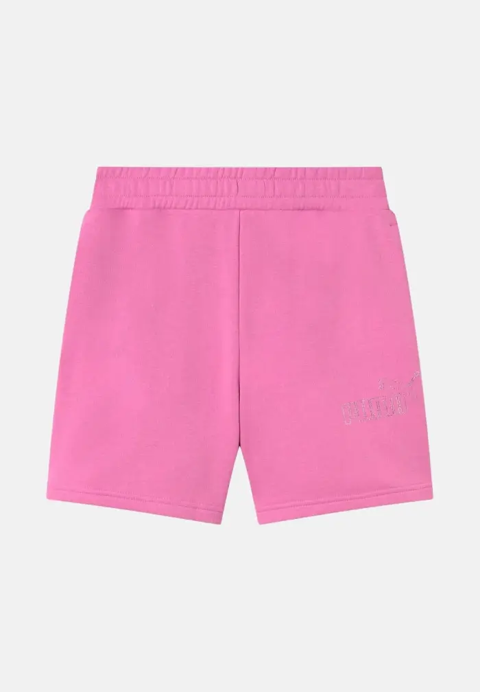 Puma Shorts sportivo fucsia da bambina con logo in strass