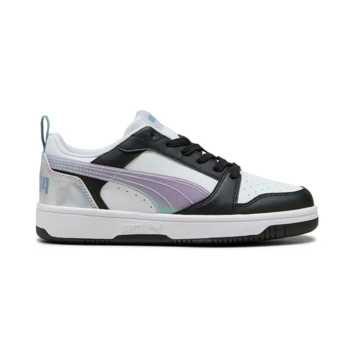 PUMA Sneakers basket bianche e nere da ragazza modello Rebound Low con lacci