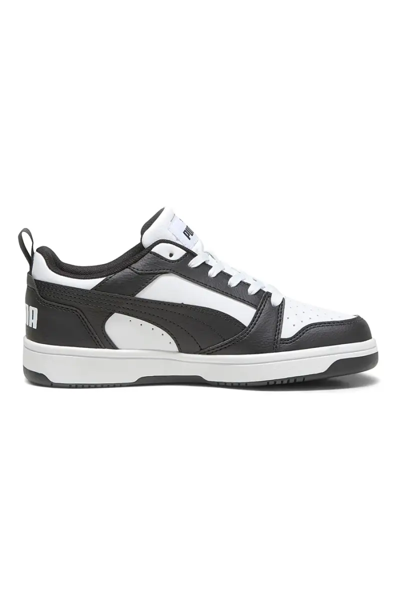 PUMA Sneakers basse bianche e nere stile basket Rebound V6 Lo Jr [BIANCO]