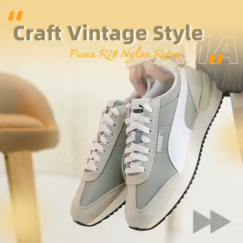 Puma Sneakers per uomo e donna R78 Nylon, scarpe sportive retrò, comode, leggere, scarpe casual retrò 399250-02 Grigio