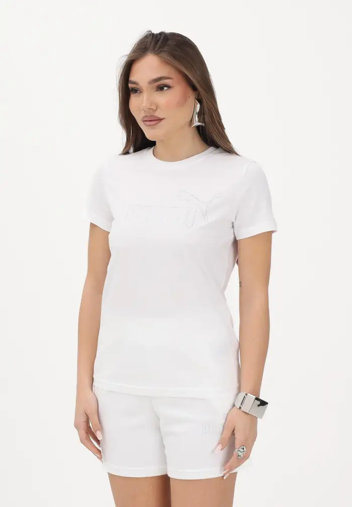 Puma T-shirt a manica corta ESS Rhinestone bianca da donna