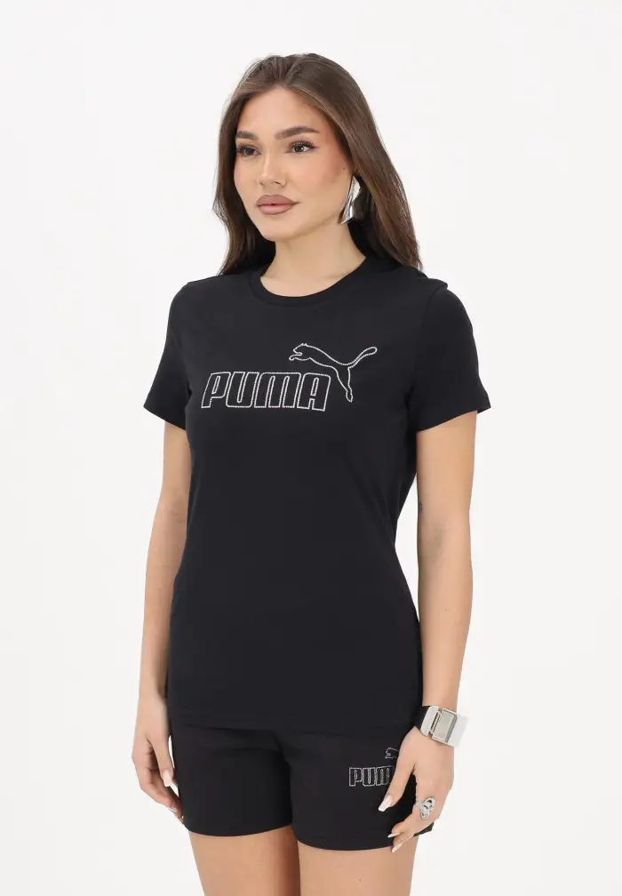 Puma T-shirt a manica corta ESS Rhinestone nera da donna