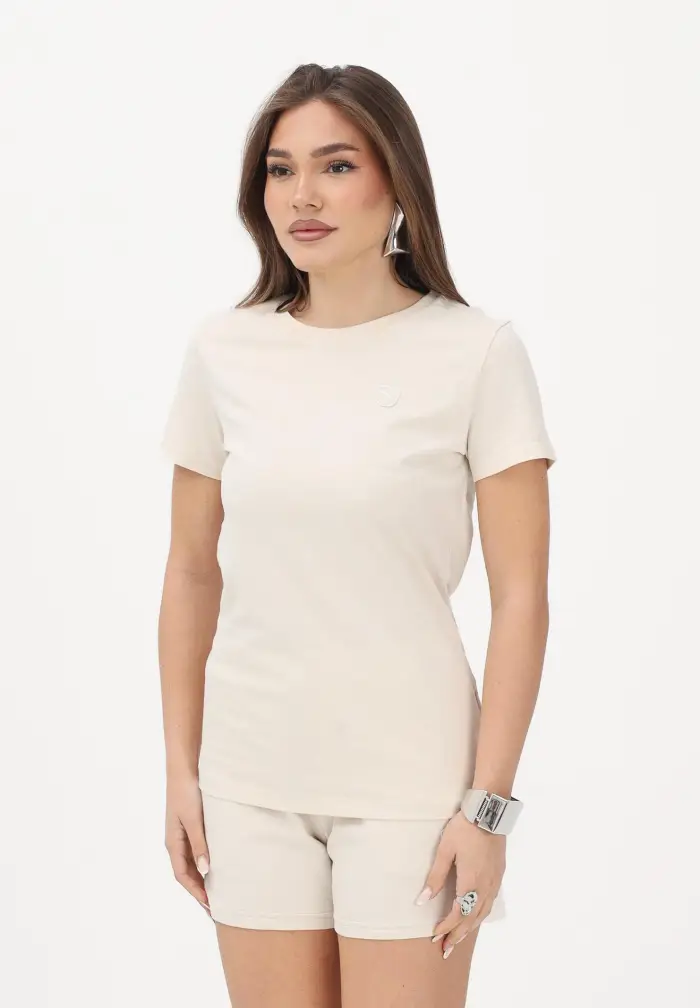Puma T-shirt a manica corta Essentials Elevated beige da donna