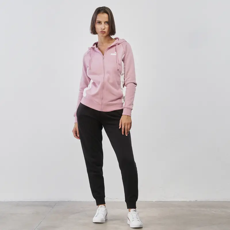 PUMA Tuta sportiva nera e rosa da donna con logo