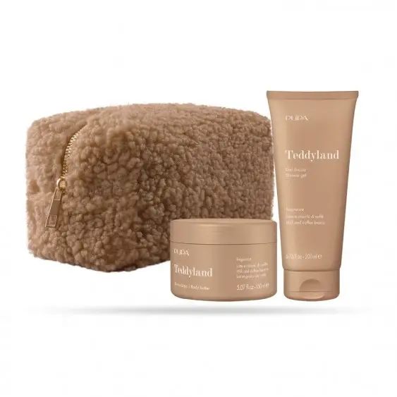 Pupa Set Teddyland - Gel doccia + Burro corpo Latte e chicchi di caffé