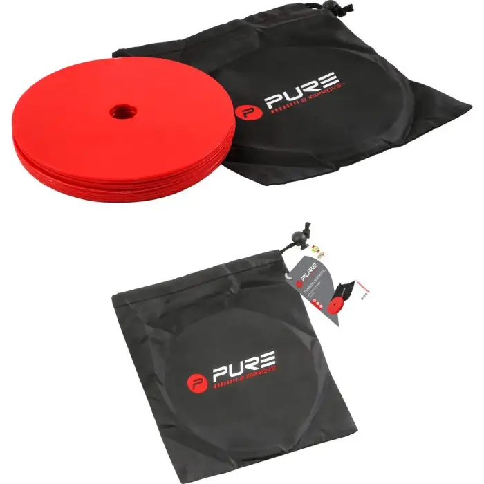 Pure2Improve Set di 10 marcatori di allenamento piatti Rouge