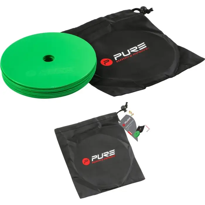 Pure2Improve Set di 10 marcatori di allenamento piatti Vert