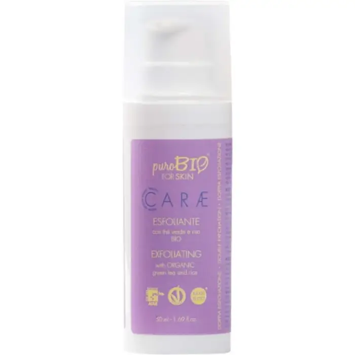 PuroBio CARÆ Esfoliante Viso con Tè Verde e Riso Bio 50 ml - Scrub
