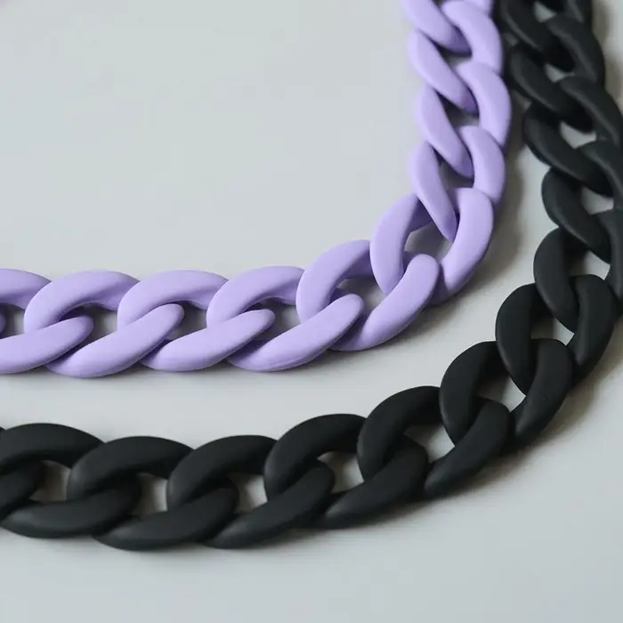 PurpleHeartBags Catene per accessori per borsette da donna di nuova moda Kakhi opaco nero catena in resina viola cinturino smerigliato