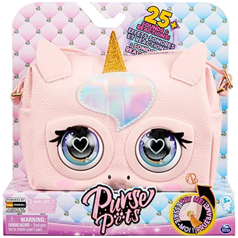 Purse Pets Borsetta Unicorno, Borsetta Interattiva in Versione Unicorno per Bambina con oltre 30 Suoni e Reazioni, Giocattoli per Bambine