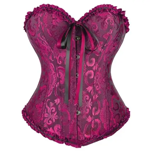 QIUhhpuy Corsetto Nero Donna Elegante, Corsetto Per Donne, Bustino Shapewear, Corpetto In Pizzo Push Up Per La Vita