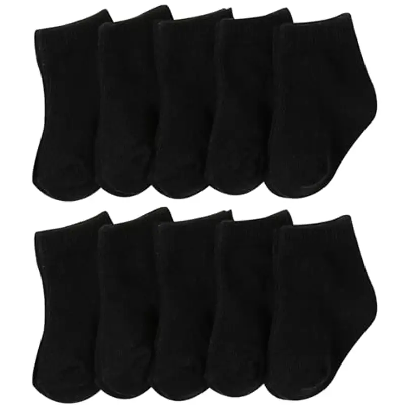 QIYIENDIAN 10 paia di calzini per neonati Calzini in cotone morbido elastici per neonati in tinta unita per bambini
