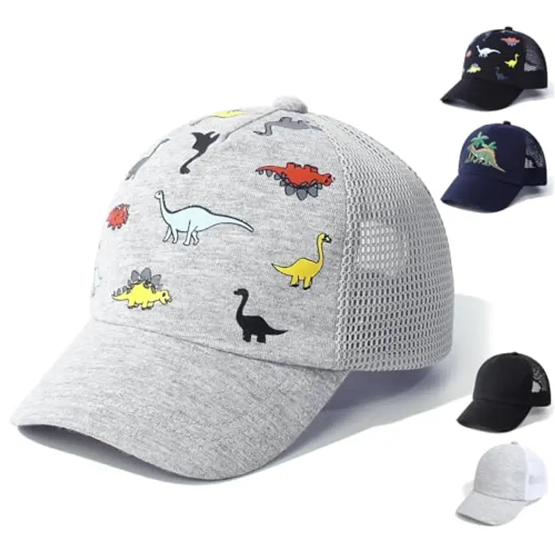 QIYIENDIAN Cappello Baseball Bambini Dinosauro Grigio
