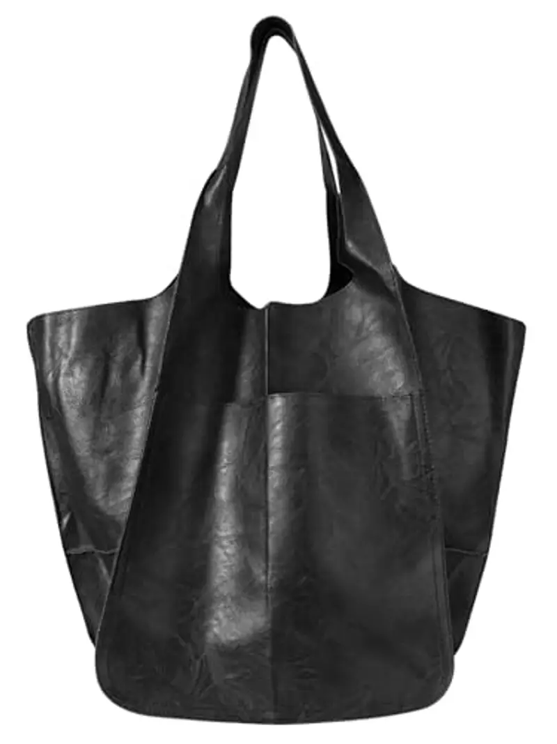 QKFON Borsa Grande in Pelle PU da Donna - Borsa da Lavoro a Tracolla Morbida Oversize - Regalo per Ragazze e Donne