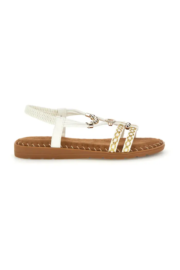 Sandali bianchi con fascette intrecciate e dettagli metallici Quanna Mell 22136 [BIANCO]