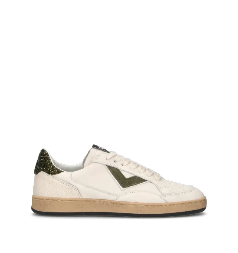QUATTROBARRADODICI Sneaker donna bianca/verde in pelle Vario