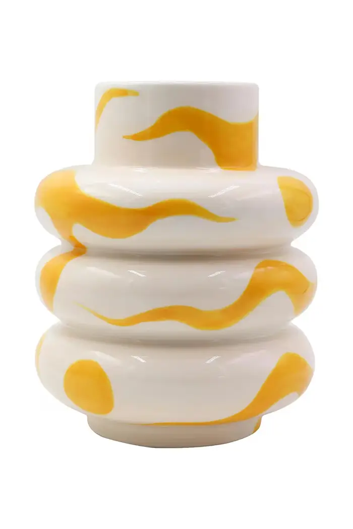 vaso decorativo in dolomite 17 x 17 x 20,5 cm Giallo