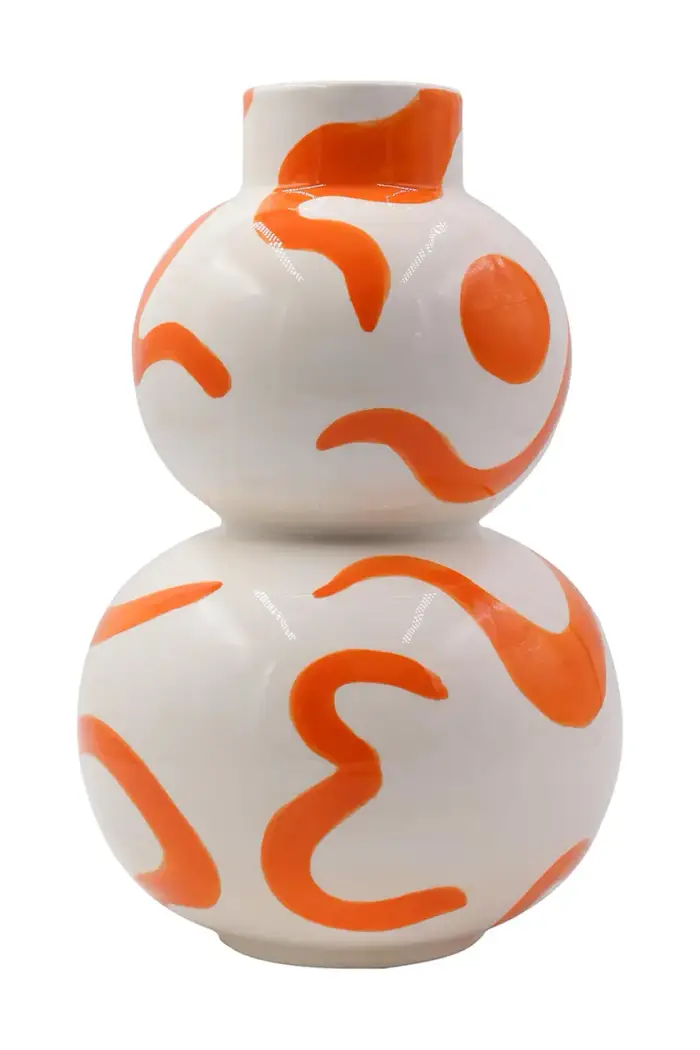 vaso decorativo in dolomite 18 x 18 x 28 cm Arancione