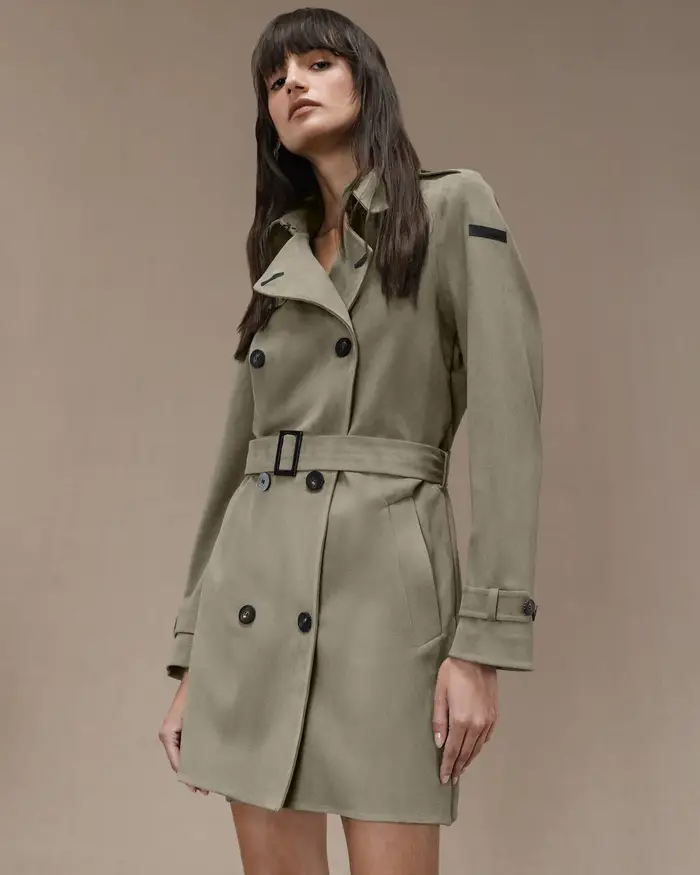 Trench corto Nabucco Shell Wom color taupe in eco-suede effetto nabuk