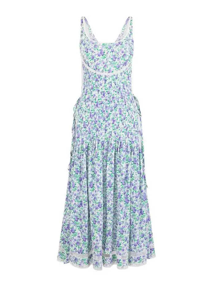 Rabanne Abito Midi Floreale Verde