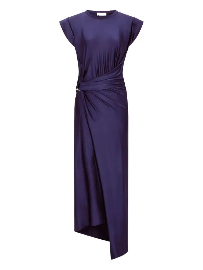 RABANNE Abito midi in viscosa con drappeggio