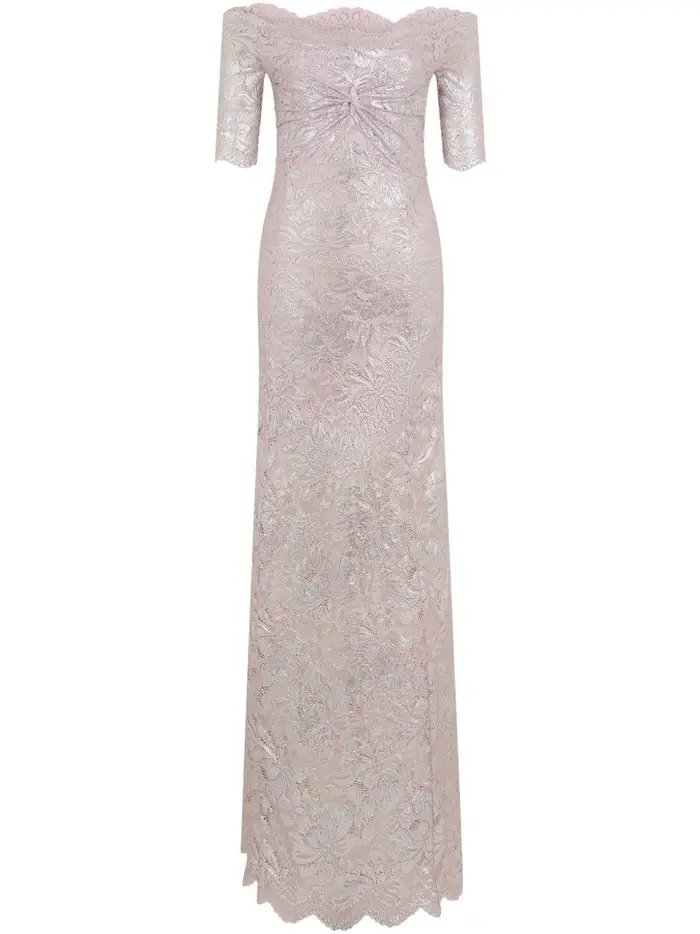 RABANNE Abito rosa/argento in pizzo