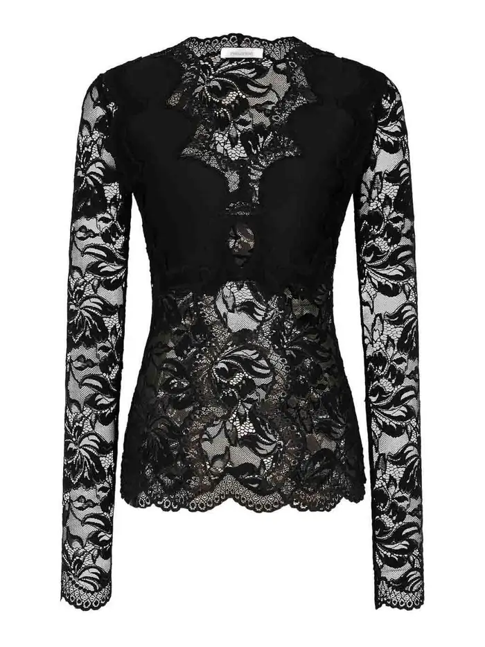 Rabanne Blusa A Maniche Lunghe Nero