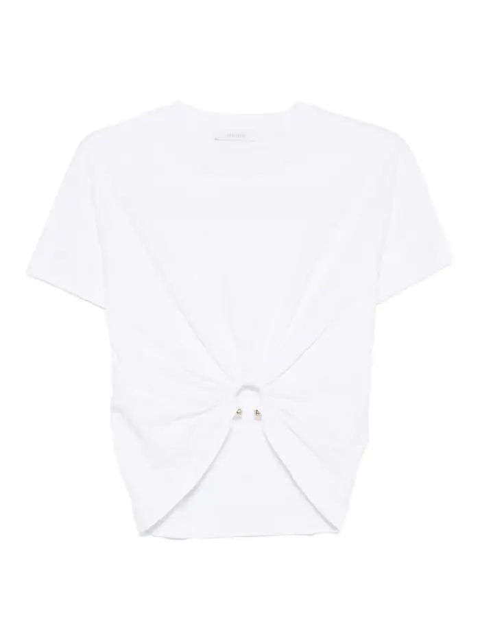 Rabanne T-shirt Crop Anello Bianca Bianco