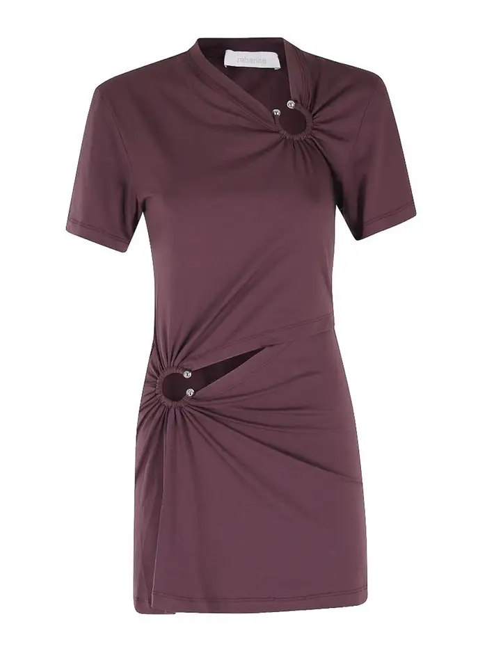 Rabanne Vestito Corto Con Cut-Out Rosso