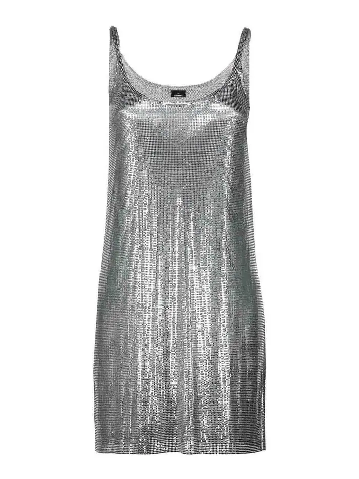 Rabanne Vestito In Rete Argento
