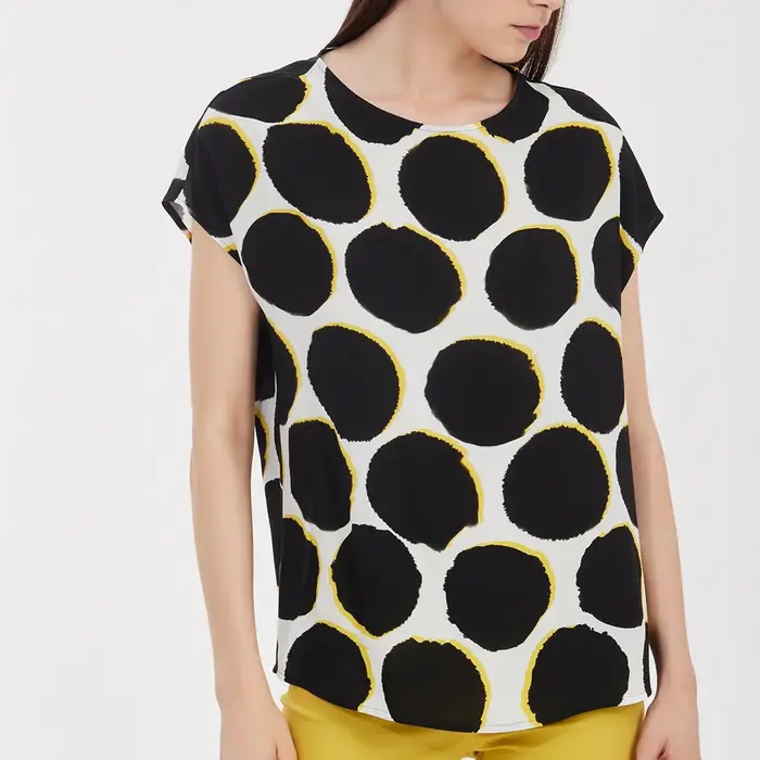 Ragno Blusa da donna dc85sx in twill di viscosa fantasia nero miniatura 3