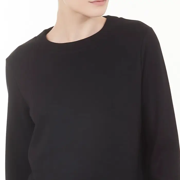 Ragno Felpa girocollo in tessuto scuba di viscosa db30x9 nero