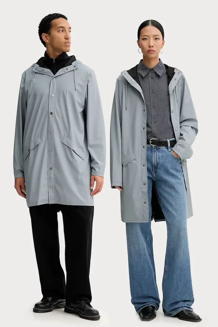Rains giacca impermeabile 12020 Long Jacket W3 Grigio