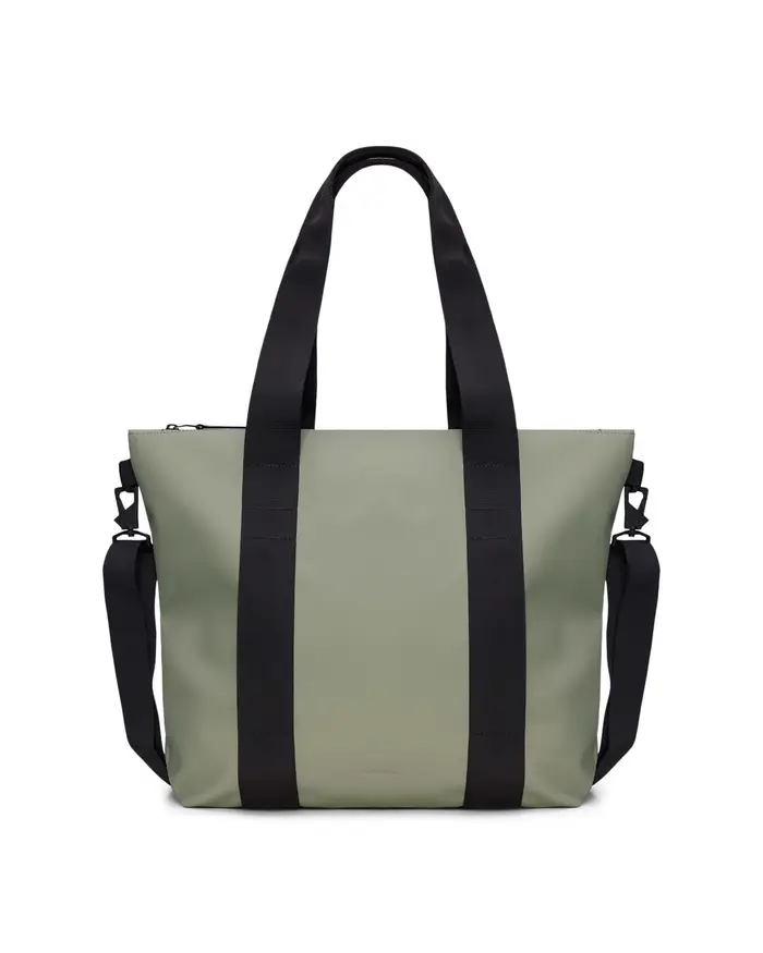 Tote Bag Mini verde salvia con manici a mano e tracolla più lunga rimovibile