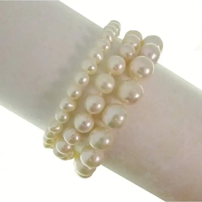 RAJOLA Bracciale Di 3 File In Oro Con Perle Bianche